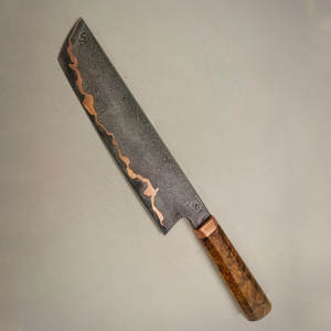 มีดซันโตะกุเหล็กดามัสกัสทองแดงแบบสั่งทำพิเศษ มีดเชฟมืออาชีพสำหรับครัว พร้อมด้ามจับดีไซน์พิเศษ - Product Image 2