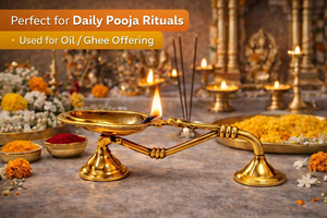 Lámpara de Aceite Diya de Latón Macizo Hecha a Mano, Lámpara de Ofrenda Tradicional India Hindú para Oración, Ritual Aarti Deepak, Lámpara Religiosa para el Hogar - Product Image 5