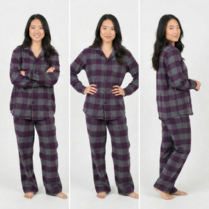 Women's Plaid <b>Flannel</b> <b>Pajama</b> Set 100% Cotton Winter <b>Flannel</b> Sleepwear Suit <b>Ladies</b> <b>Flannel</b> Button Down Shirt <b>Pajama</b> Set Women - Product Image 4