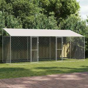Cage pour chien Silver Roof avec dimensions de 236,22 x 78,74 x 101,57 pouces pour animaux de compagnie, maisons et meubles pour animaux - Product Image 1