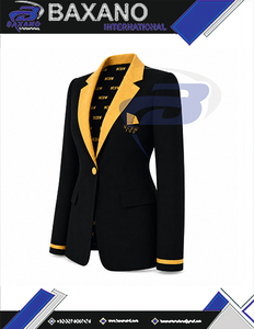 Blazer noir pour femmes de la sororité NCBW avec bordure dorée et broderie de blason, col cranté à un bouton, costume professionnel pour femmes - Product Image 4