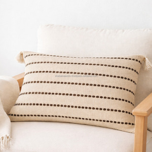 Natural Toned Woven Chair Pillow <b>Cover</b> Lavish Home Decor Handloom 20X20 Bohemian Style Lumbar Pillowshams - Product Image 4