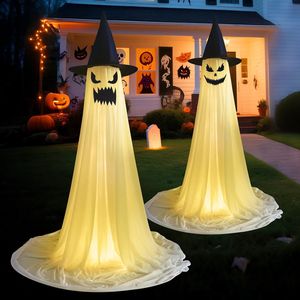 Confezione da 2: Decorazioni LED di Halloween con Cappelli da Strega Fantasma Luminosi per Esterni, Fantasmi Spaventosi per Feste - Product Image 2