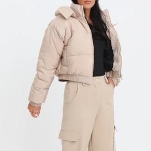Gilet matelassé court pour femme, chaud d'hiver, col montant, en peau de mouton respirante et viscose, vente en gros - Product Image 2