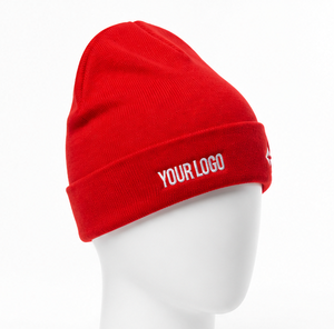 Custom Embroidered Red Beanie Hat Unisex Acrylic <b>Winter</b> <b>Cap</b> Casual Solid Color Cuffed Own Design With Logo Jacquard - Product Image 2