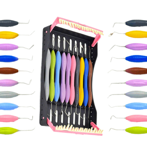 Ensemble de 10 instruments de restauration composite avec poignées en silicone, outils dentaires manuels en cassette - Product Image 5
