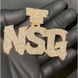 Colgante de Letra Hip Hop Chapado en Oro de 18K con Moissanita, Plata 925 VVS Iced Out, Personalizado para Unisex - Product Image 1