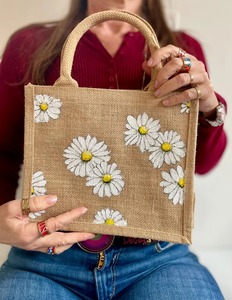 Most Demanded Geometric Pattern Jute Tote <b>Bag</b> Grocery <b>Bag</b> with Soft Handles Available forWorldwide Supply - Product Image 1