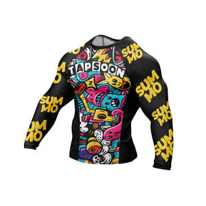 Rash Guards Wholesale Printed Surfing Shirt Unisex Custom Logo Custom Rashguard Protection Short <b>Sleeve</b> Sportswear Gym - Product Image 3