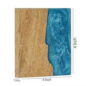 Nouvelle arrivée de sous-verres classiques élégants faits à la main en résine et en bois personnalisables nouveau design - Product Image 3