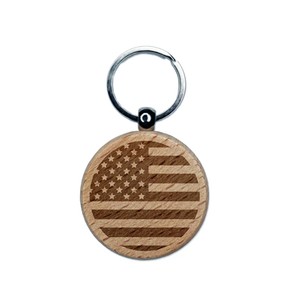 Porte-clés en bois gravé avec drapeau américain, breloque personnalisée, cadeau artisanal, souvenir pour la fête de l'indépendance, 4 juillet - Product Image 2