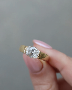Bague de fiançailles et de mariage SATVIK RATNA Luxury 2 CT OVAL, diamant de laboratoire, demi-sertissage, style cigare, or 10k/14k/18k - Product Image 2