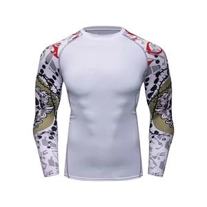 Men MMA Rash Guard Custom <b>Printed</b> Breathable Quick Dry Eco-Friendly Polyester Nylon <b>Surfing</b> Shirts Wholesale Rash Guard - Product Image 1