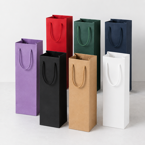 Bolsas de Regalo de Papel para Botellas de Vino Personalizadas al por Mayor con Asas de Cuerda |   Bolsas de Embalaje de Lujo para Vino, Bolsas de Regalo de Papel Impresas Personalizadas - Product Image 5