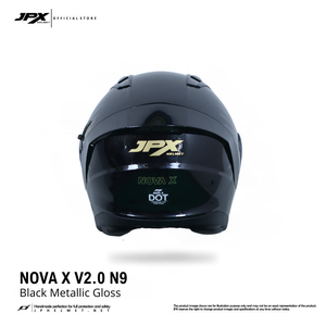 Casco JPX Nova X V2 Half Face con diseño X V2 Motif N09, con doble visera y un elegante diseño de color sólido para el piloto moderno. - Product Image 4