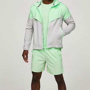 2026 Custom Men Summer Windbreaker Short <b>Set</b> Fashion Solid Color Short Sleeve Jacket With Shorts - Product Image 4