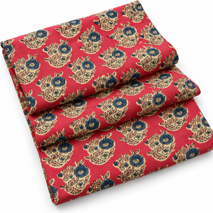 Tissu en voile de coton tissé imprimé à la main, léger, 80 GSM, motif floral rose, unisexe, pour robes et vêtements - Product Image 3