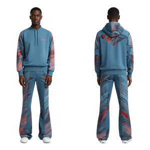 Best Selling Men's Flare <b>Tracksuit</b> with Motion Graphic Print Casual Streetwear Fashion Apparel - Product Image 2