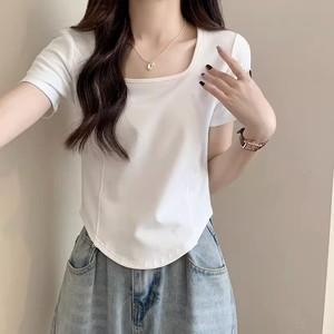 เสื้อยืดคอกว้างทรงเข้ารูป ยูนิเซ็กซ์ เนื้อผ้านุ่มยืดหยุ่น ชายเสื้อโค้ง แต่งจีบ แขนสั้น สไตล์ลำลอง เป็นมิตรต่อสิ่งแวดล้อม ผลิตจากผ้าฝ้าย 100% เหมาะสำหรับใส่ทุกวัน - Product Image 4