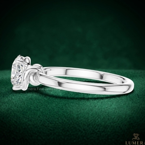 Bague de fiançailles de luxe en or blanc 9K 10K 14K 18K avec diamant de laboratoire taille ronde pour femme, certifiée IGI - Product Image 2