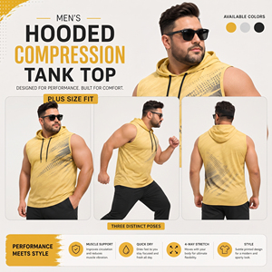 <b>Men</b> Custom Printed Hooded Tank Top Plus Size Fitness Wear Compression <b>Singlet</b> Quick Dry Yoga Top <b>Men</b> Customized Sportswear Vest - Product Image 2