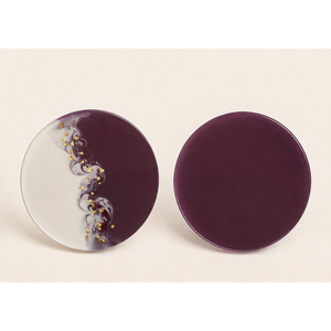 Juego de Posavasos de Resina Epoxi Personalizados con Soporte, Posavasos Redondos Hechos a Mano con Diseño de Mármol Morado y Lámina Dorada para Decoración de Bar en Casa - Product Image 5