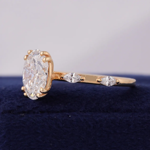 OM GEMS <b>14K</b> Yellow <b>Gold</b> E-F Color VVS-VS Clarity IGI Certified 2CT Oval Cut Halo CVD Lab Diamond Engagement <b>Ring</b> For Her - Product Image 3