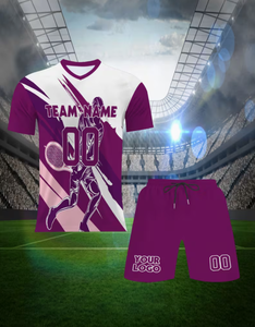 Ensemble de maillot de basket-ball sublimé pour hommes, uniforme de tennis, col en V, manches courtes, respirant, anti-transpiration, polyester/coton, unisexe - Product Image 3