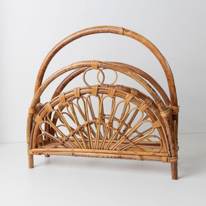 Soporte para revistas de ratán arqueado, estante para periódicos y folletos hecho a mano, organizador para oficina y hogar - Product Image 3