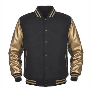 Chaqueta Varsity de Diseño Nuevo con Mangas de Cuero, Chaqueta Varsity Negra Bordada de Béisbol, Chaquetas Varsity de Lana al por Mayor para Invierno - Product Image 1