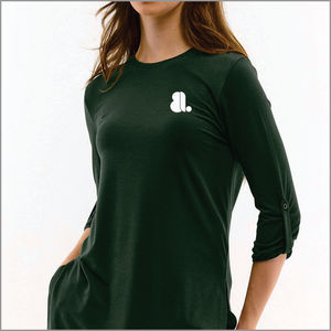 T-shirt long à manches courtes et col rond pour femme, 100 % coton biologique, décontracté, écologique, personnalisable avec logo, haute qualité, séchage rapide - Product Image 5