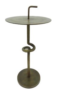 Handcrafted Metal Pedestal Drink Stand With Circular Base <b>Copper</b> Look Eco Friendly Living Room Side <b>Table</b> - Product Image 4