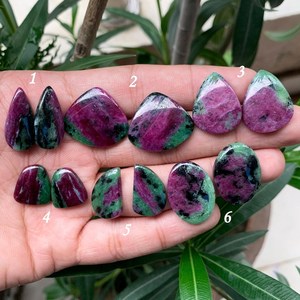 Par de cabujones de zoisita rubí, piedras sueltas semipreciosas, perfectas para la fabricación de joyas, diseño y patrón únicos para joyeros. - Product Image 2