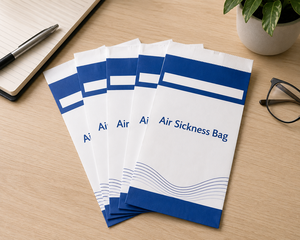 Air Sickness Bag <b>Biodegradable</b> Eco-Friendly Kraft <b>Paper</b> Twisted Handles Offset Printing Self Adhesive Seal Disposable Standard - Product Image 1
