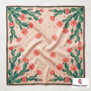 Custom Printed <b>Silk</b> Feel <b>Square</b> <b>Scarf</b> Soft Lightweight OEM ODM Manufacturer Iceland Custom Fabric Products Low MOQ - Product Image 4
