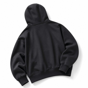 เสื้อฮู้ดดี้ผู้ชายทรงโอเวอร์ไซส์แบบครอป ผ้าฟลีซบุซับใน 480GSM 70% ผ้าฝ้าย 30% โพลีเอสเตอร์  ปักโลโก้ตามแบบ OEM พร้อมงานพิมพ์นูน - Product Image 4