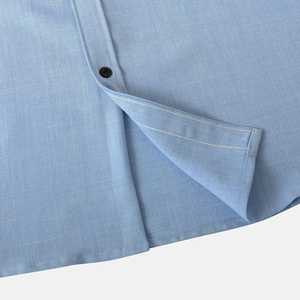 เสื้อเชิ้ตผู้ชายแขนยาวผ้าลินินผสมฝ้ายซาตินเนื้อนุ่มระบายอากาศดี ยับยาก สีพื้น สำหรับฤดูร้อน - Product Image 5