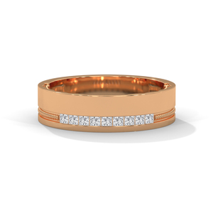 Anillo de Diamantes en Oro Rosa con Banda de Puntas Compartidas y Corte Cuadrado, Joyería para Bodas - Product Image 1