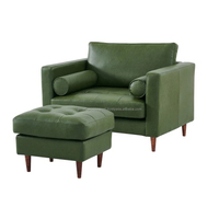 Growth World Export Modernes Stoff-Chesterfield-Sofa, 2-Sitzer, Dunkelgrün, Schaumstoffgepolstert, Gesteppt, Holzbeine, Wohnzimmer-Sofa