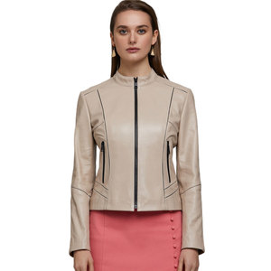 Chaqueta de Cuero Genuino para Mujer, Corte Ajustado, Estilo Motero, Chaqueta de Cuero Personalizada para Mujer, Suave y de Primera Calidad - Product Image 1