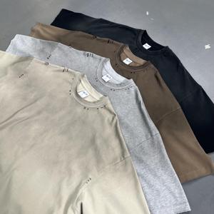 Camiseta de Tejido de Punto Desgastado, Corte Holgado, Impresión Serigráfica Personalizada - Product Image 2