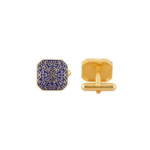 Luxury Gold Plated Navy Blue Square Cufflinks for Men Engraved Formal Shirt <b>Accessories</b> <b>Wedding</b> Business Gift Cuff Links - Product Image 4