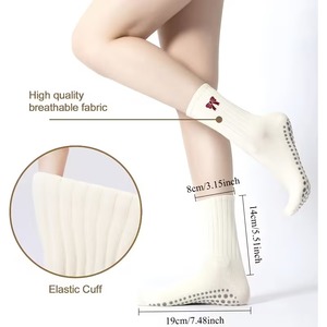 High Quality Crew Bow Embroidery Christmas Design <b>Grip</b> <b>Socks</b> <b>Custom</b> Logo Yoga Pilates Washable Anti-slip - Product Image 5