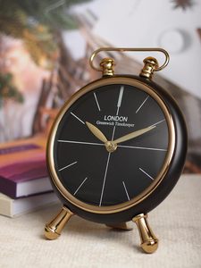Timekeeper Square <b>Desk</b> <b>Clock</b> Gold Metal Silent Quartz Movement Art Deco Design Snooze Function - Product Image 3