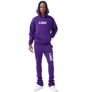High Quality Flare Stacked Sweat Suit 100% Cotton Slim Fit Tracksuit Street Wear Tracksuit for <b>Men</b> tracksuit for <b>men</b> - Product Image 2