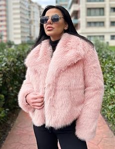 Abrigo de lana estilo trench de lujo con cuello grande de piel de zorro, doble faz de cachemira con piel auténtica, para mujer, otoño-invierno - Product Image 1