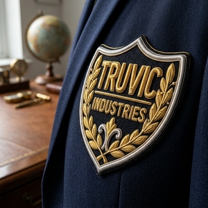 Patch de col d'uniforme en cuir avec broderie en fils dorés et clip bouton en laiton plaqué argent pour chapeaux, broderie en fils dorés - Product Image 4