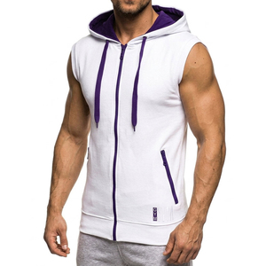 Custom <b>Logo</b> Men's Athletic Sleeveless Hoodie Zip Up Gym Tank Top Fitness Apparel Bodybuilding Vest Wholesalers Tank Tops For Men - Product Image 1