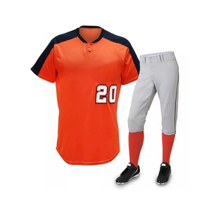 Men's Baseball Uniform Set Orange Short Sleeve Jersey Gray <b>Pants</b> Moisture Wicking UV Protection Regular Fit Sublimated Print - Product Image 1