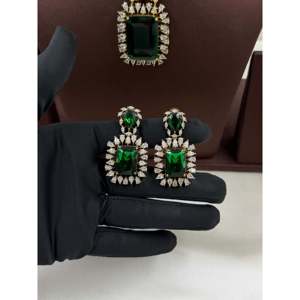 <b>Indian</b> Ethnic Gold Plated Zircon Victorian Hasli <b>Necklace</b> & Earring <b>Set</b> - Product Image 4